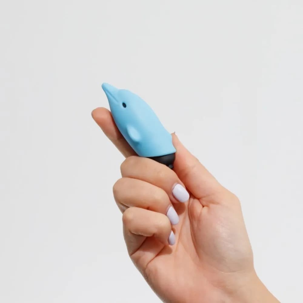 Міні-вібратор у вигляді дельфіна Crushios Dolphin з 10 швидкостями, блакитний