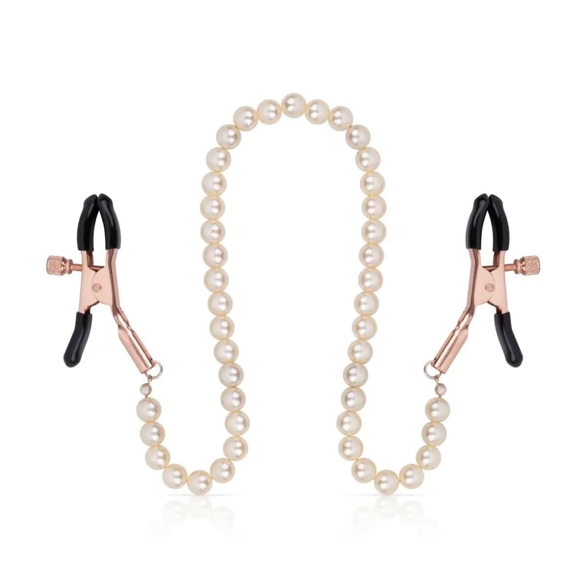 Затискачі для сосків з перлинним ланцюжком Rosy Gold – Nipple Clamps Pearls